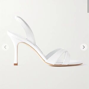 MANOLO BLAHNIK Callasli 90 leather slingback sandals | White | 39